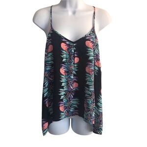 🔴 4/$15 SO Women’s L Multi Tropical Floral Print Halter Back Tank Top in EUC